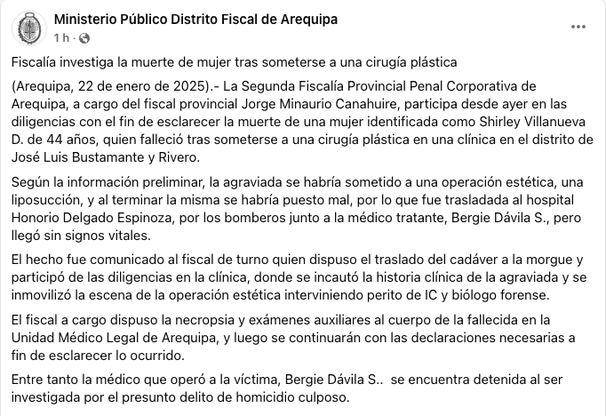 Arequipa Fiscal A Investiga Posible Negligencia M Dica En Caso De