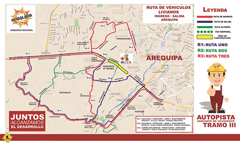 Presentan rutas alternas del plan desvíos por cierre de la variante de Uchumayo
