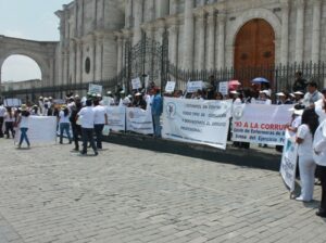 Miembros de Colegios Profesionales marchan contra la corrupción