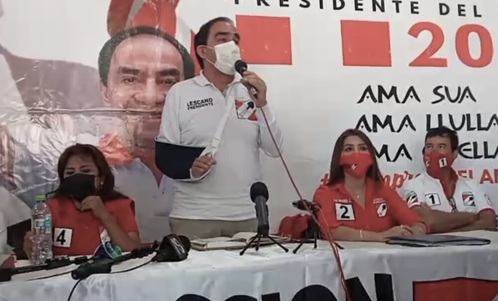 El candidato en Elecciones 2021, Yonhy Lescano, desde Arequipa.