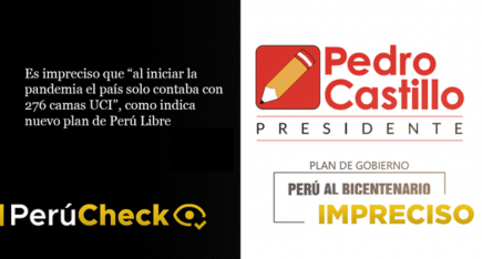 Es impreciso que “al iniciar la pandemia el país solo contaba con 276 camas UCI”, como indica plan Perú Libre