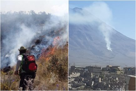 Arequipa: Incendio en el volcán Misti alcanza zona de queñuales