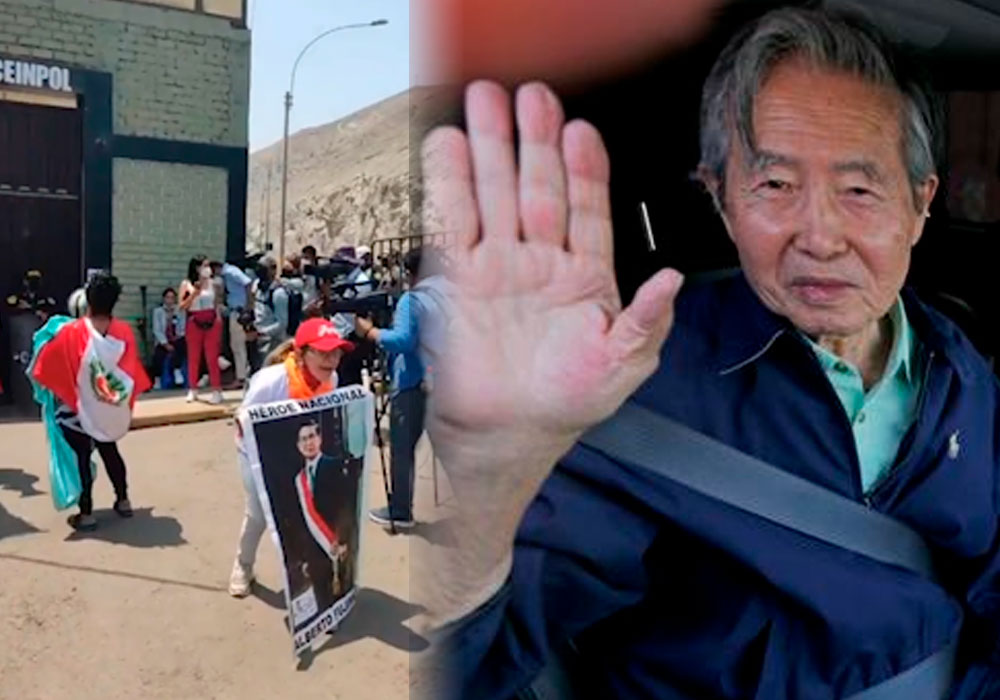 Exigen libertad de Alberto Fujimori golpeando puertas del penal (VIDEO)