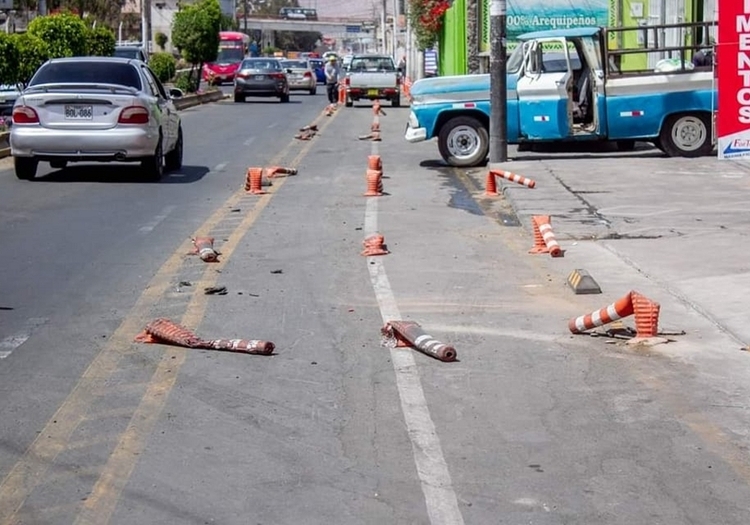 Arequipa: reparación de 500 bolardos dañados en las ciclovías deberá asumir la MPA