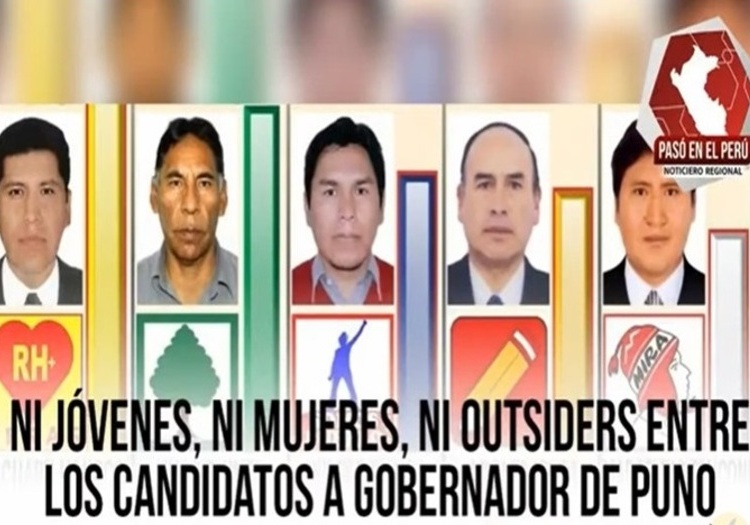 Ni jóvenes, ni mujeres, ni outsiders entre los candidatos a gobernador de Puno | Pasó en el Perú