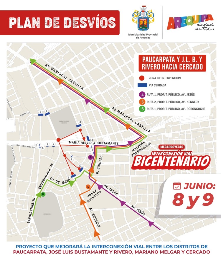 Arequipa: conoce el plan de desvíos por obras del intercambio vial Bicentenario