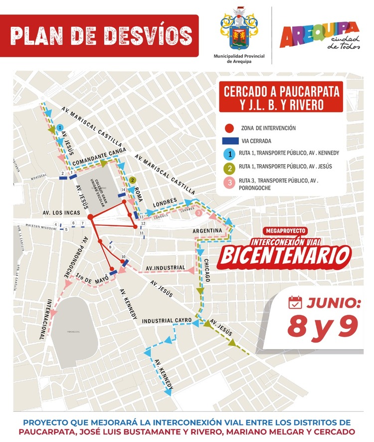 Arequipa: conoce el plan de desvíos por obras del intercambio vial Bicentenario