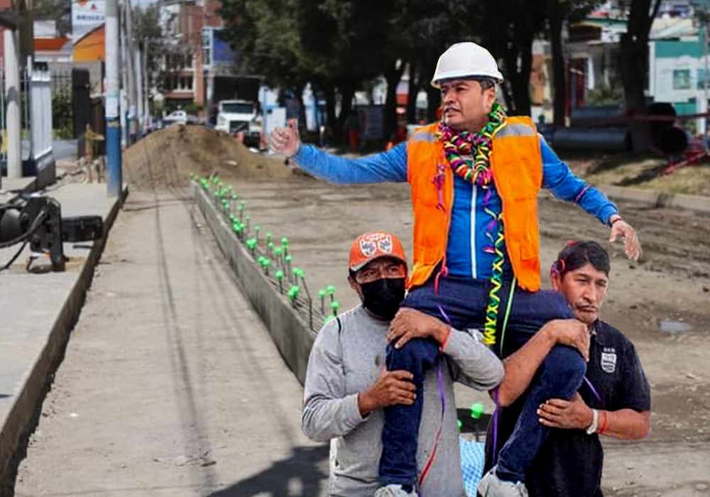 Arequipa: candidato Anghelo Huerta aprovecha obra en Yanahuara para 'baño de popularidad'