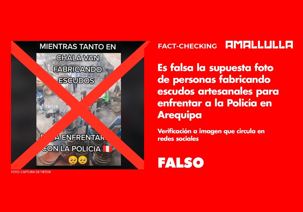 Es falsa la supuesta foto de personas en Arequipa fabricando escudos artesanales para enfrentar a PNP