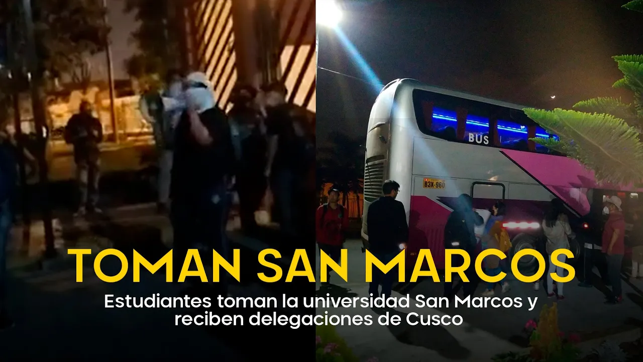Estudiantes toman San Marcos y reciben buses que llegan para la marcha de los 4 suyos (VIDEO)