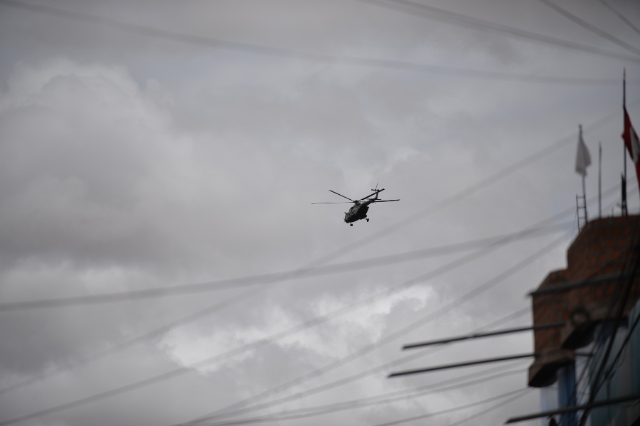 Helicópteros sobrevuelan en la mañana y en la tarde la ciudad de Juliaca.