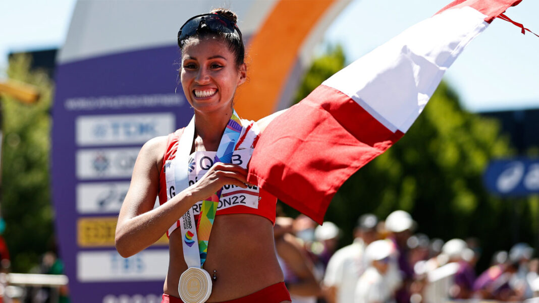 kimberly garcía orgullo peruano récord perú juegos olímpicos logros historia biografía mundial de atletismo budapest 2023 bicampeonato