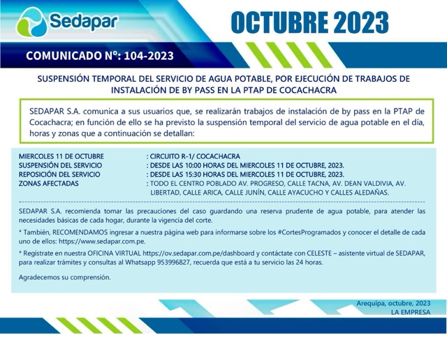 corte-de-agua-programado-sedapar-arequipa-2023-10-octubre-miercoles-11-cocachacra