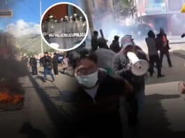 imágenes de protestas en huancavelica y enfrentamientos con la policía nacional del perú