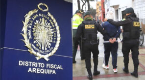Composición: Sede de la Fiscalía en Arequipa y foto referencial de un detenido.