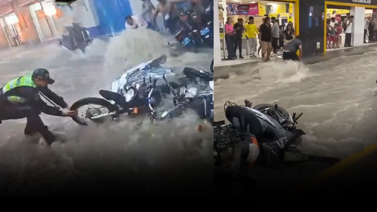 Lluvia se lleva motos y pobladores hacen de todo para rescatarlas en Tarapoto (VIDEO)