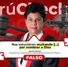 Es falso que Renovación Popular haya sido multada por apelar a temas religiosos, como afirmó Norma Yarrow