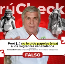Los venezolanos sí necesitan visa para ingresar al Perú, contrario a lo que afirmó el candidato presidencial Fernando Olivera