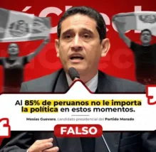 Es falso que al 85% de peruanos "no le importe la política", como afirmó el candidato Mesías Guevara