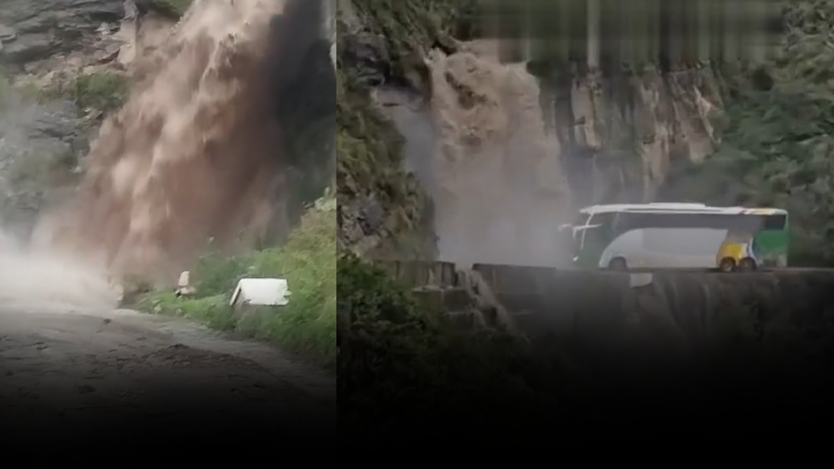 Captan a bus interprovincial desafiando huaico en carretera de Ayacucho (VIDEO)