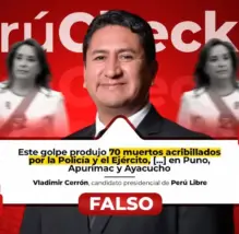 No se asesinaron a 70 personas durante las protestas contra el gobierno de Dina Boluarte, como dijo Vladimir Cerrón
