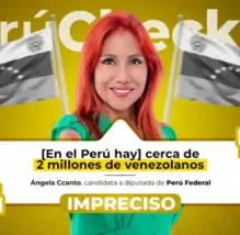 Candidata Ángela Ccanto afirmó que en Perú hay “cerca de 2 millones de venezolanos”, pero no son tantos