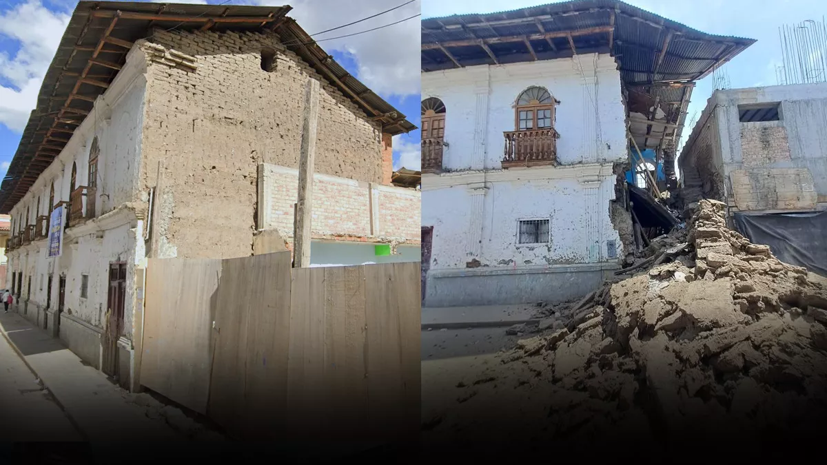 Se desploma casona Villanueva, patrimonio de gran valor histórico en Cajamarca (VIDEO)