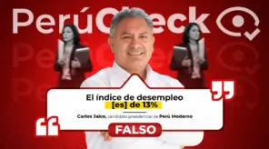 ¿El desempleo en el Perú es del 13%? Es falso lo afirmado por el candidato presidencial Carlos Jaico