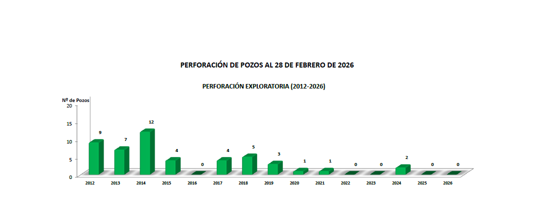 Perforación de pozos al 28 de febrero de 2026