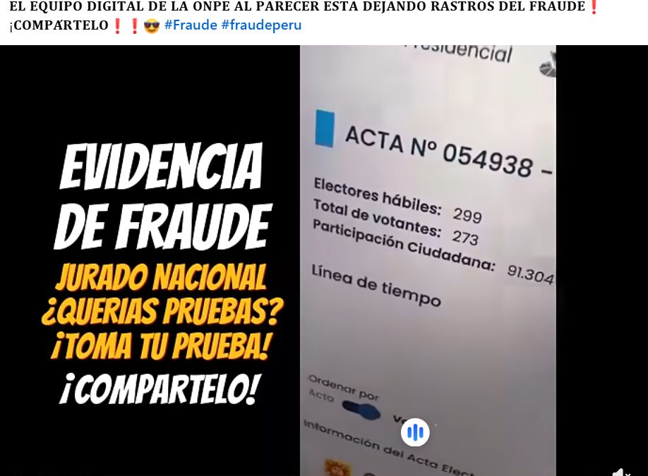 Es falso que en la mesa 054938, Renovación Popular tenga 61 votos, como dice viral
