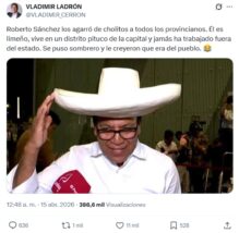 Es falsa la publicación atribuida a Vladimir Cerrón sobre Roberto Sánchez: proviene de una cuenta parodia