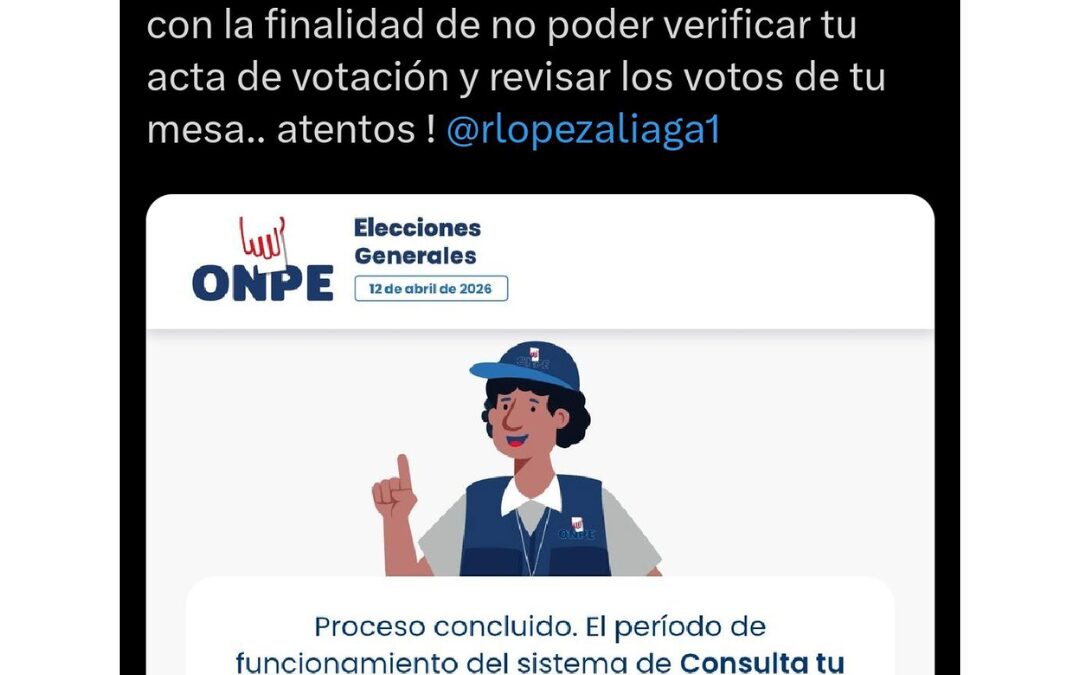 Es falso que la ONPE haya cerrado su web para impedir verificar actas de votación