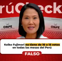 Es falso que Keiko Fujimori tenga de 10 a 15 votos en todas las mesas del Perú, como indicó la excandidata al Senado, Cecilia García