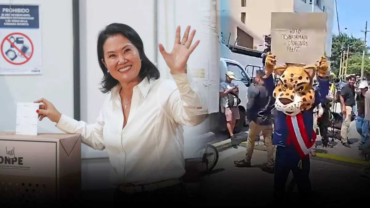 Persona disfrazada de “otorongo” llama la atención en votación de Keiko Fujimori (VIDEO)