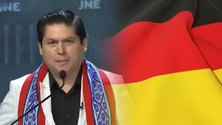 El insólito saludo en alemán del candidato Herbert Caller que llegó en mototaxi al debate (VIDEO)